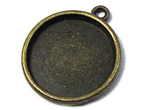 Anhänger mit Fassung für Cabochon, bronzefarben, innen 12mm